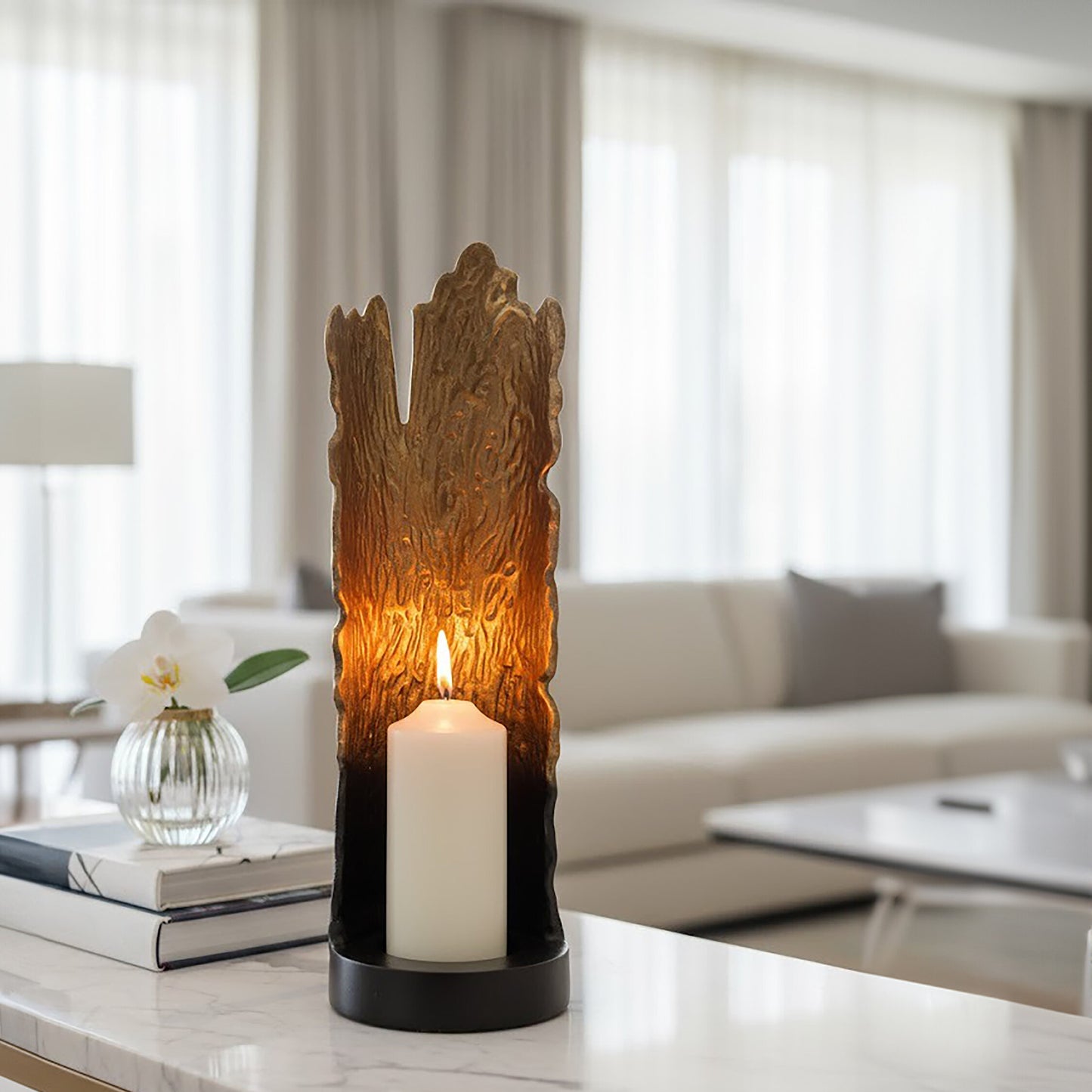 Luxe Decor Large Black Gold Ombre Candle Holder