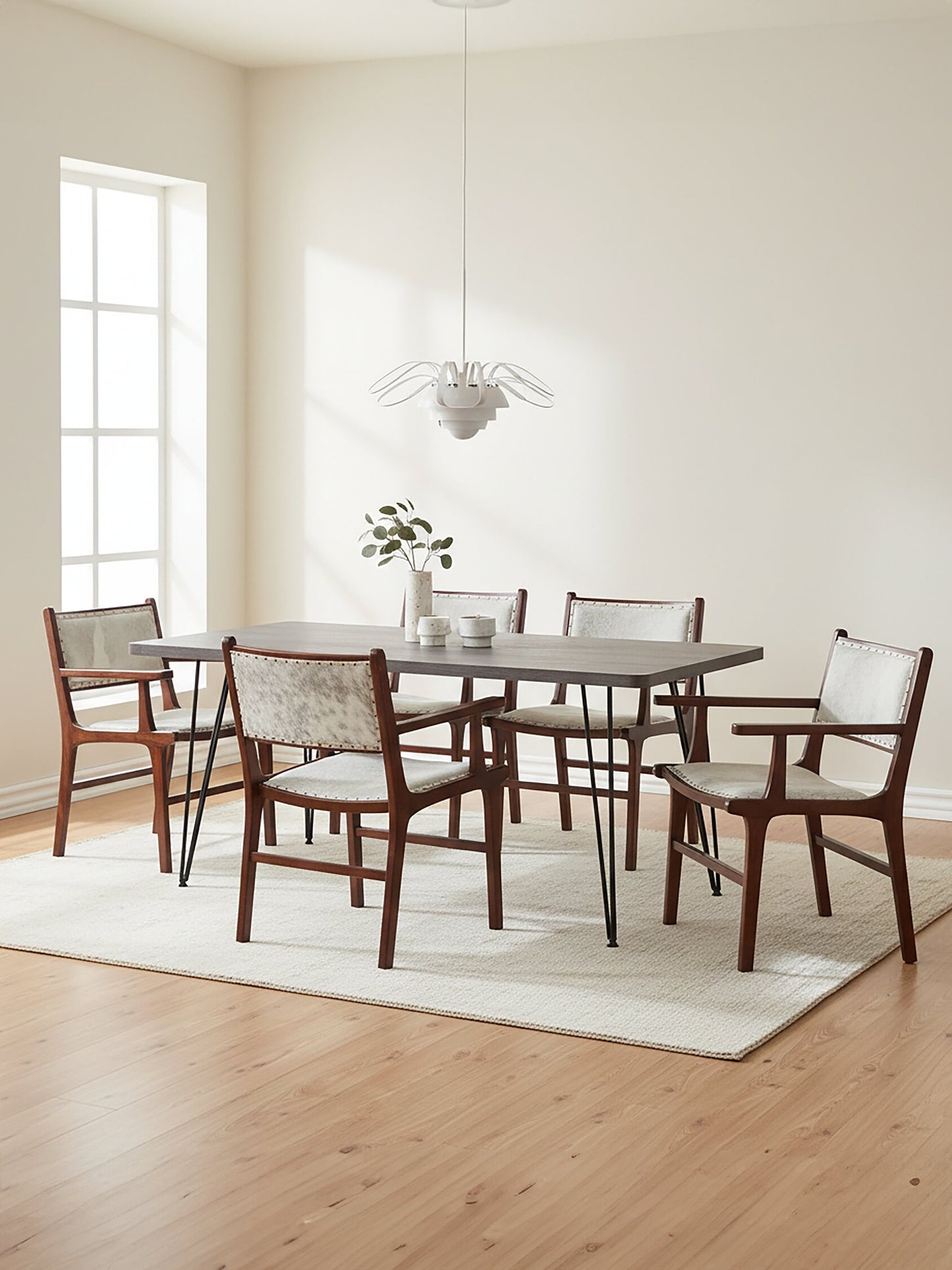 Nepal Leather and Teak Wood Dining Chair