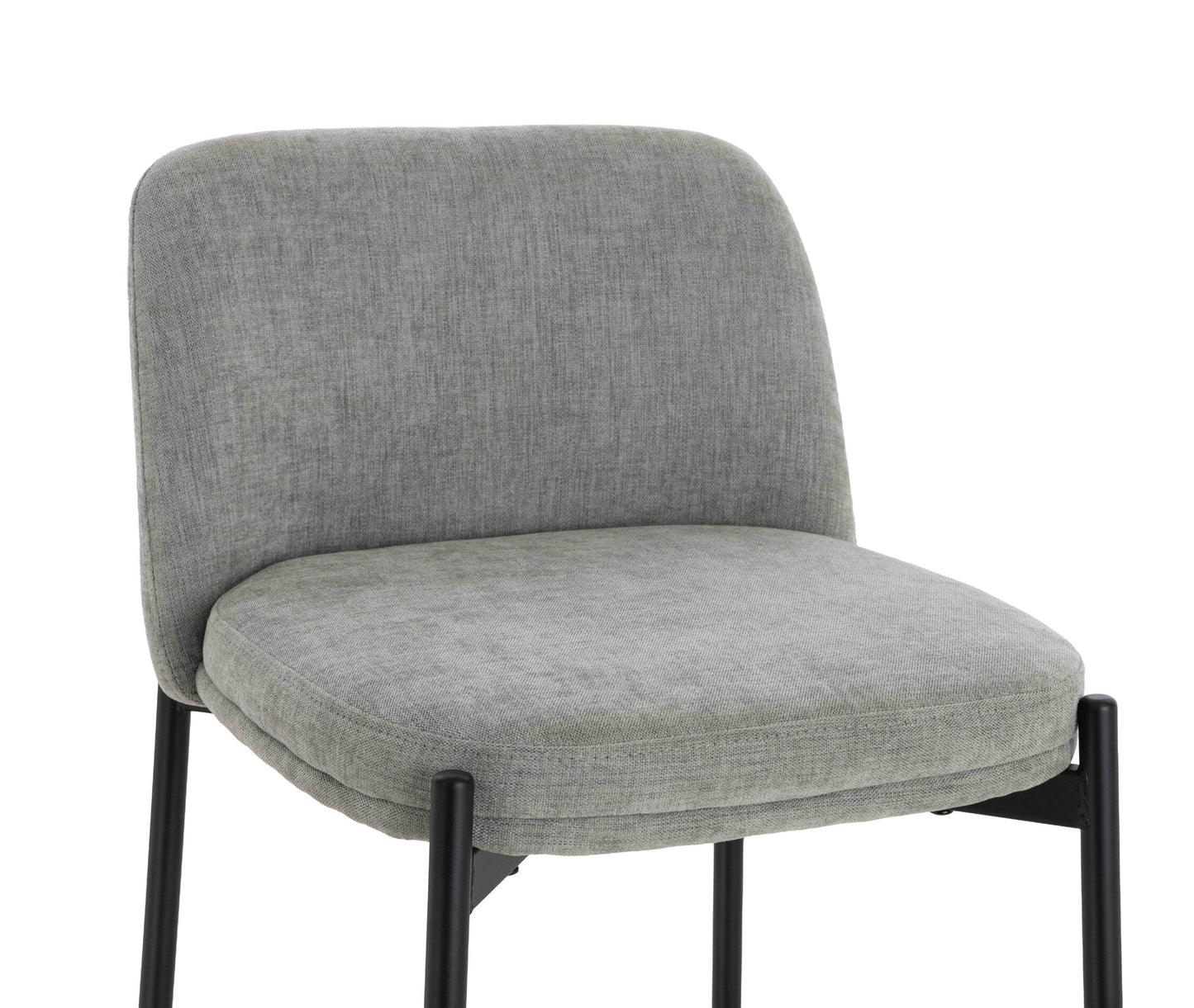Arden Set of 2 Light Grey Textured Fabric Bar Stools with Black Legs