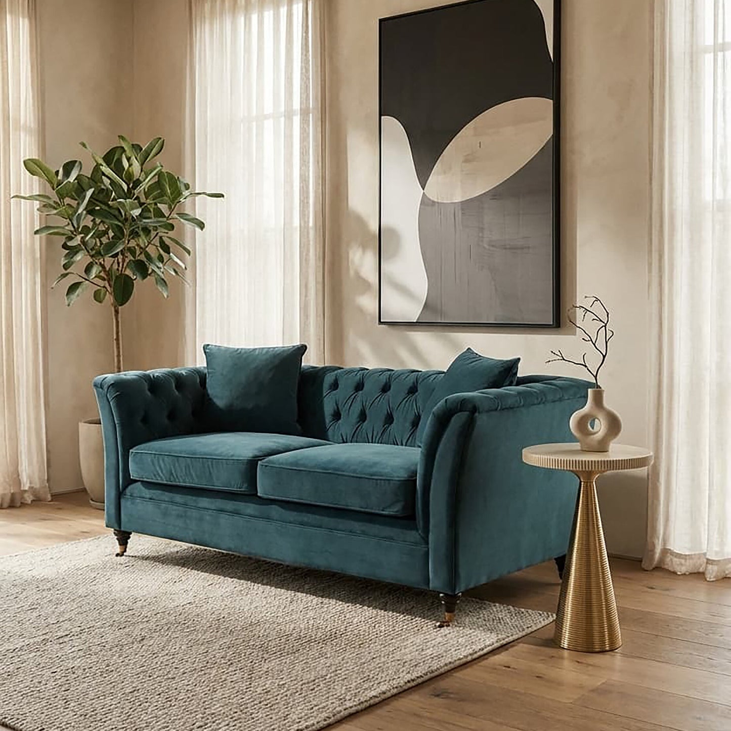 Gina Midnight Velvet Chesterfield Two Seater Sofa