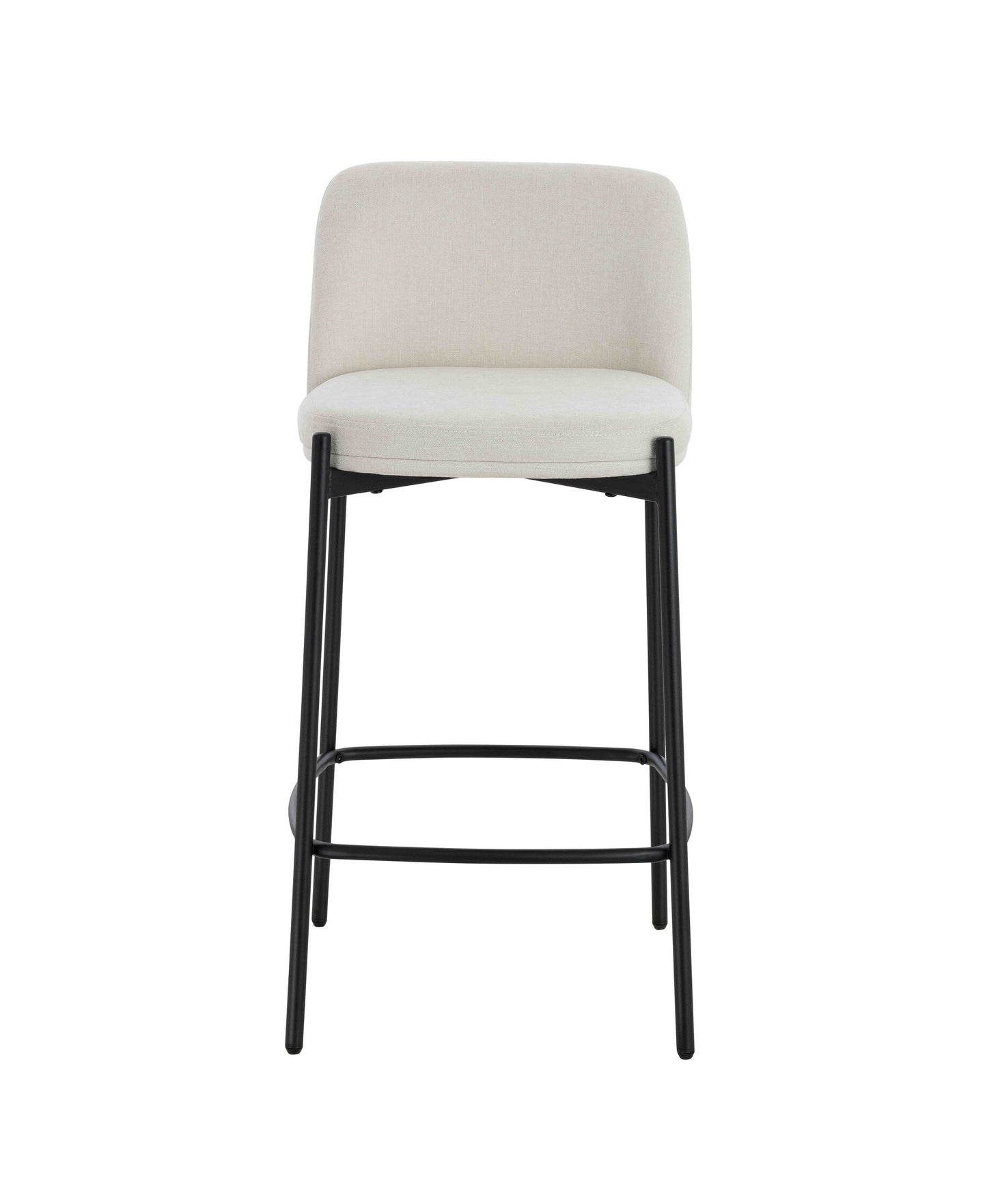 Arden Set of 2 Beige Textured Fabric Bar Stools with Black Legs