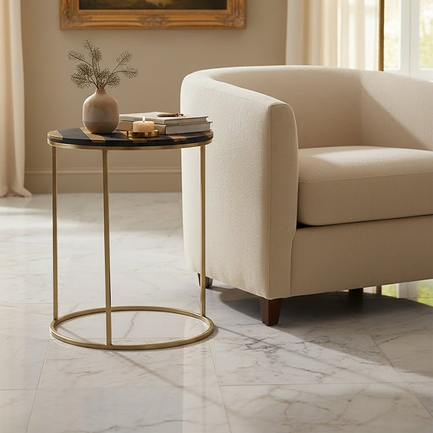 Hector Black And Gold Side Table
