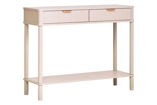 Cambridge 2 Drawer Reed Detail Taupe Wood Console Table