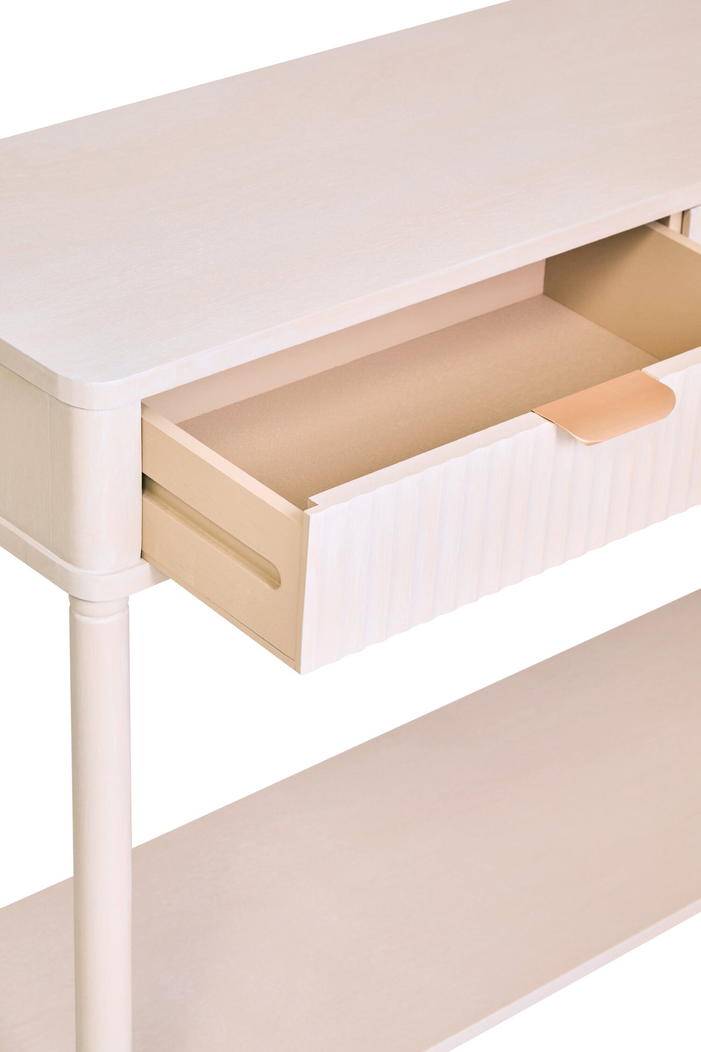 Cambridge 2 Drawer Reed Detail Taupe Wood Console Table