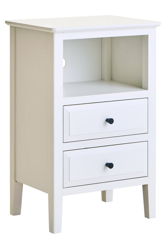 Cambridge Industrial White 2-Drawer Wooden Bedside