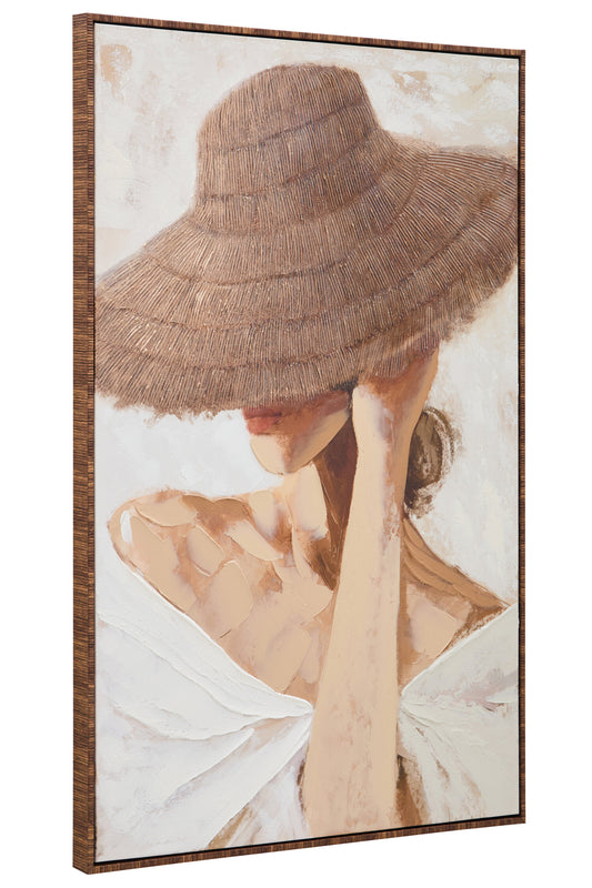 Galleria Lady in Straw Hat Textured Wall Art