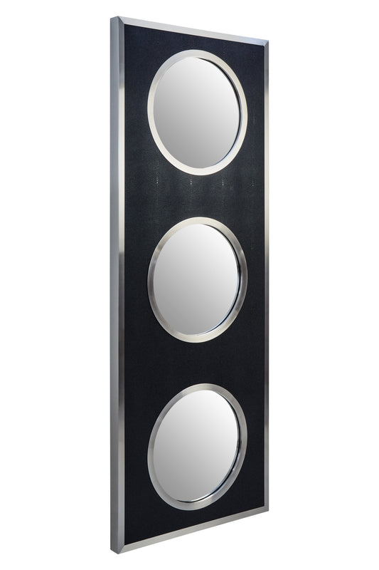Madonnna Black Shagreen Silver Modern Wall Mirror