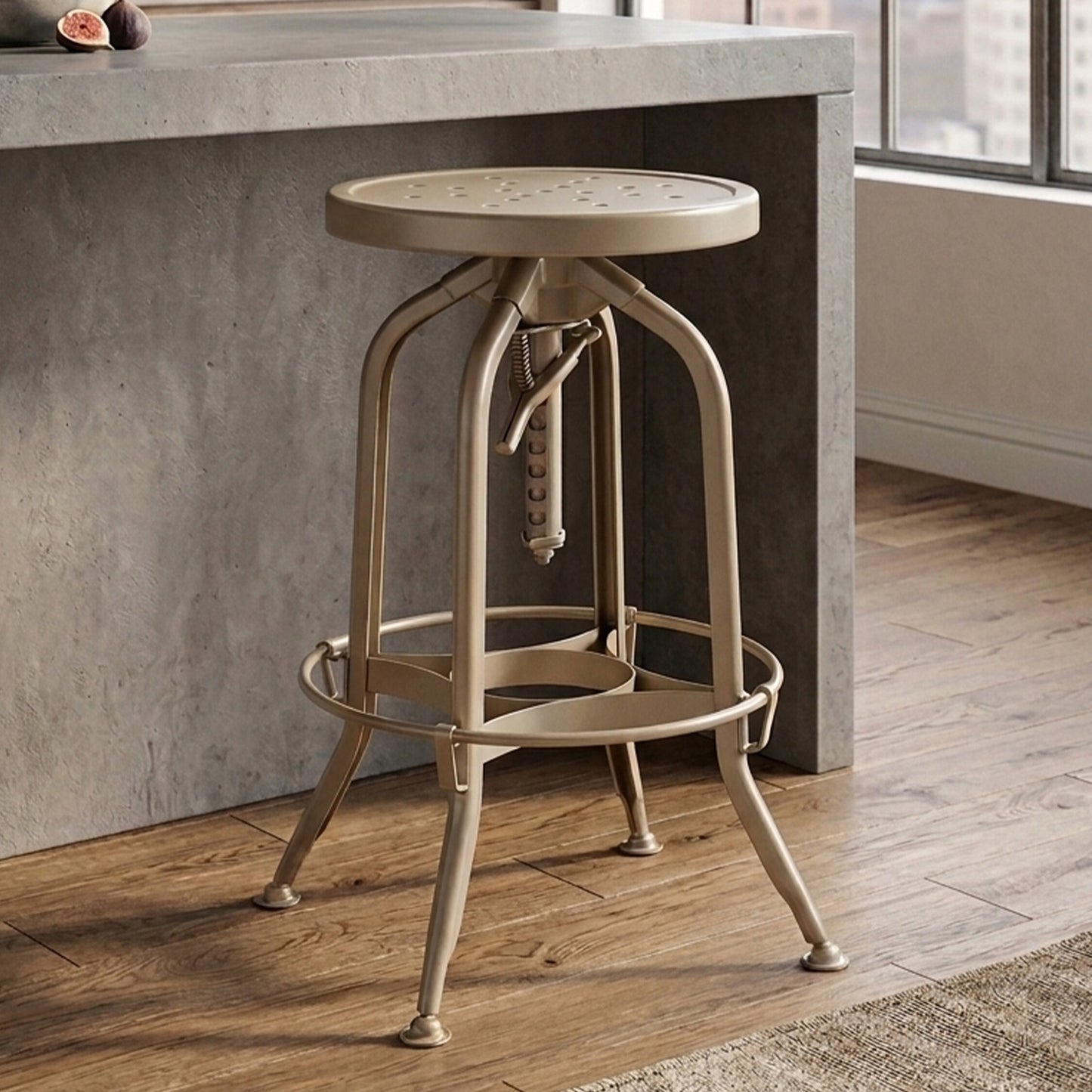 Cannes Champagne Industrial Adjustable Bar Stool