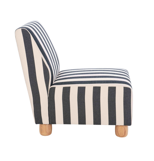 Mode Black and White Striped Armless Armchair with Wooden Feet