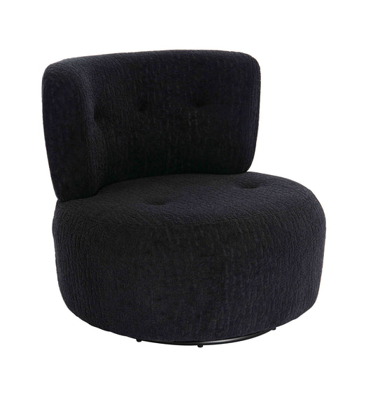 Mode Industrial Black Textured Curved Swivel Armchair