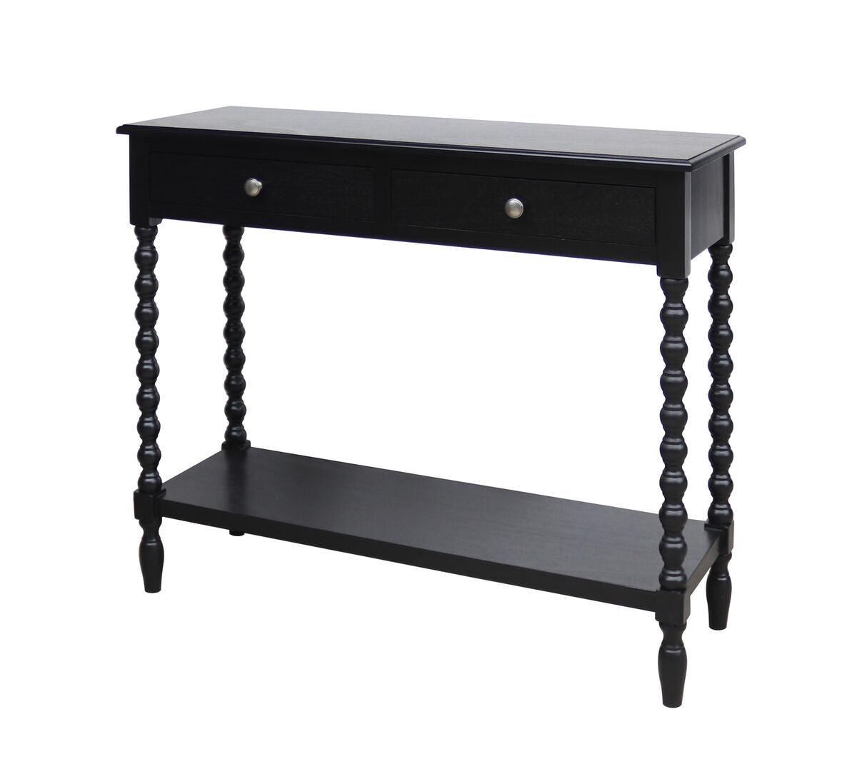 Cambridge Black 2-Drawer Bobble Detail Wooden Console Table