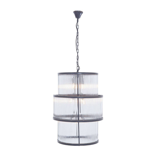 Deco Black 3 Tier Glass Chandelier