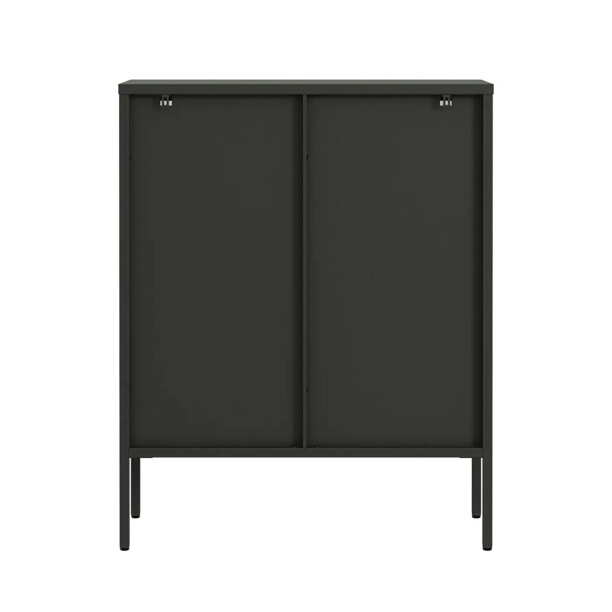 Hudson Industrial Black Metal and Fluted Glass Door Cabinet