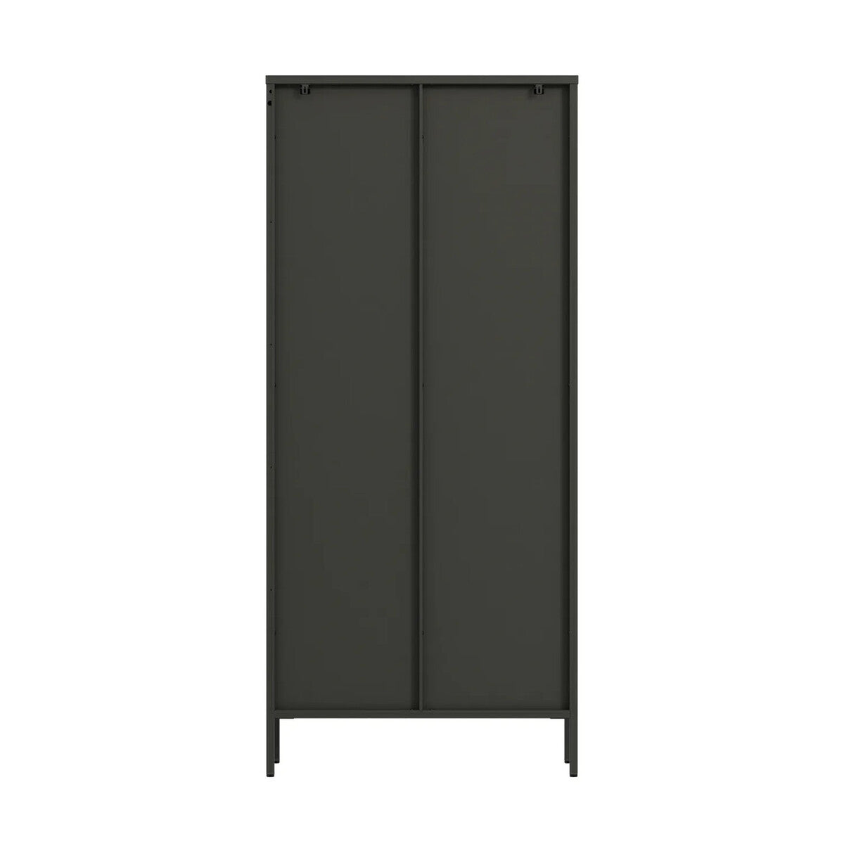 Hudson Industrial Black Metal and Fluted Glass Door Tall Cabinet