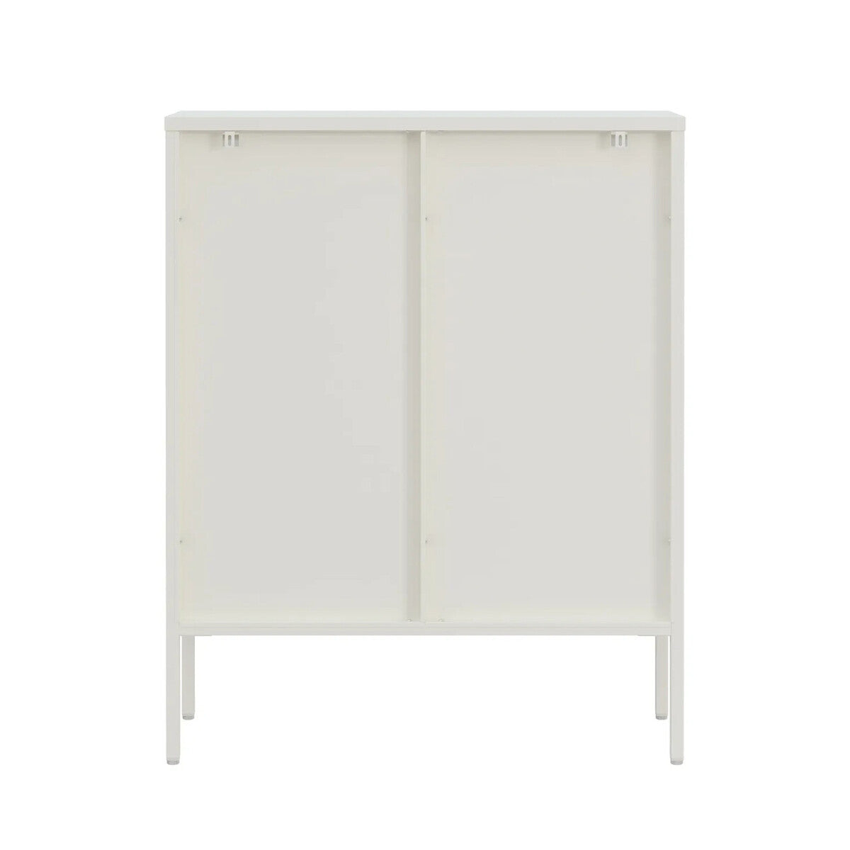 Hudson Warm White Metal and Fluted Glass Door Cabinet