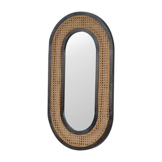 Bahama Rattan Oval Wall Mirror - Black