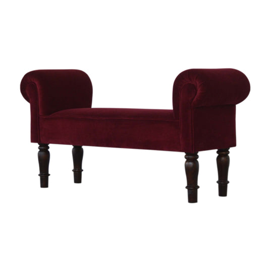 Amoura Velvet Bench - Wine Red