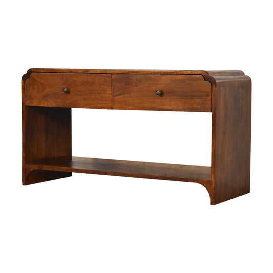 Eldorado Scalloped Edge Vintage Style Console Table - Chestnut