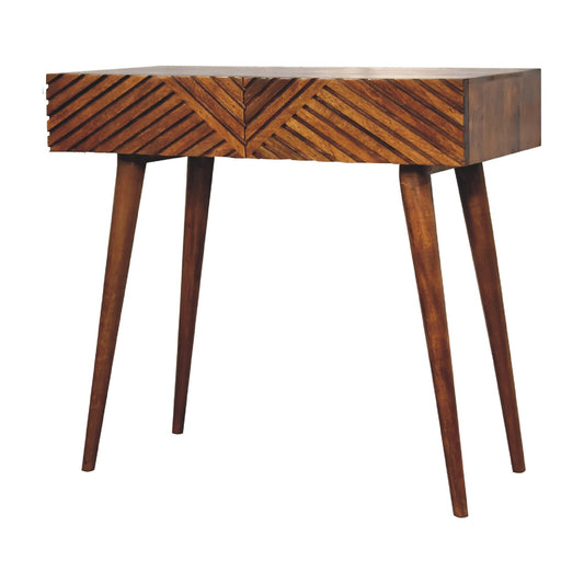 St Lucia 2 Drawer Wooden Console Table - Chestnut