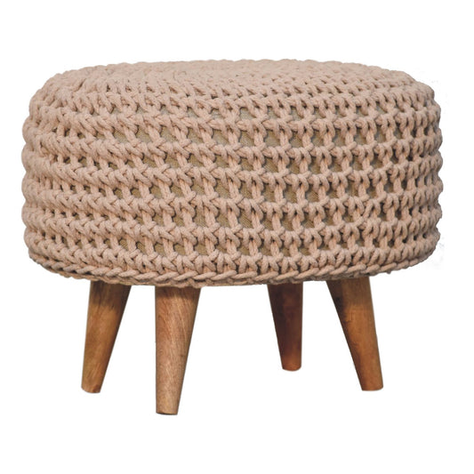 Boho Beige Oblong Footstool