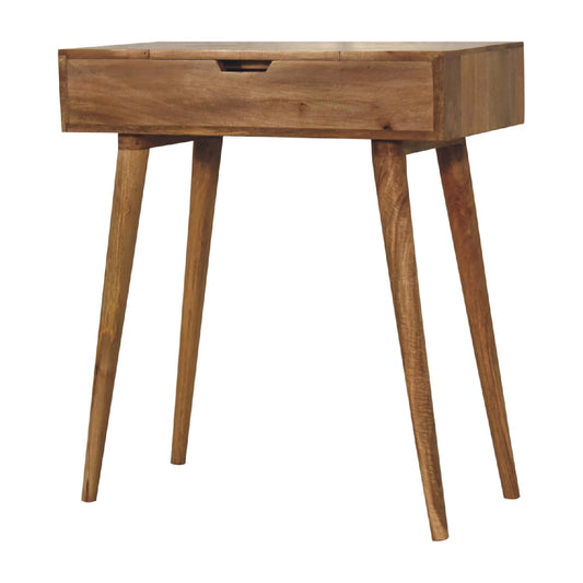 Compact Vintage Style Dressing Table with Folding Mirror - Oak