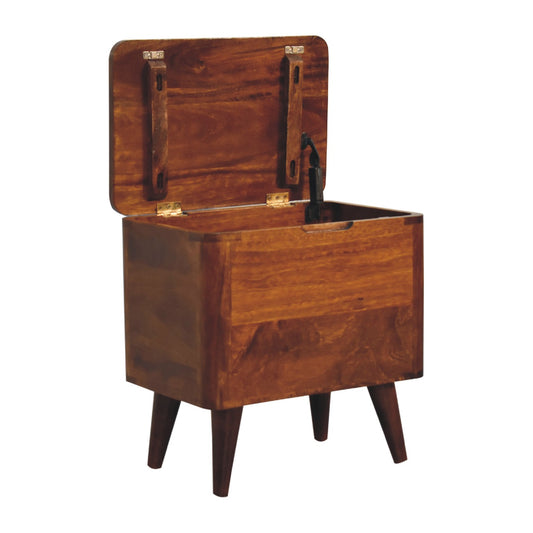 Chestnut Lid-up Storage Stool Table End Table