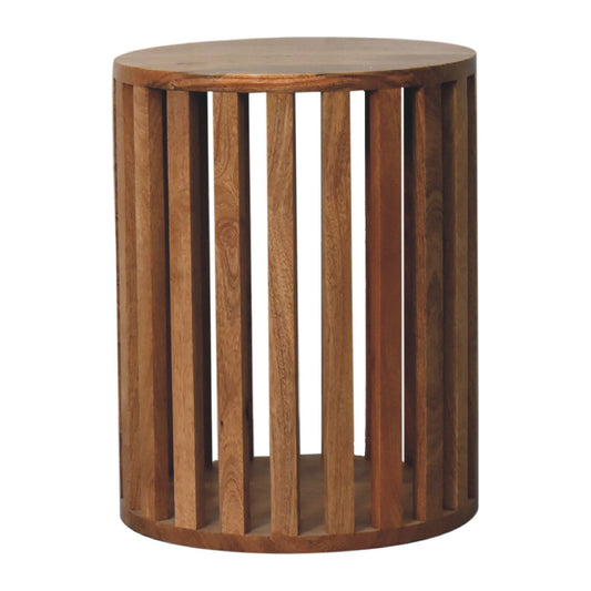 Mandalay Wooden Slat End Table- Oak Finish