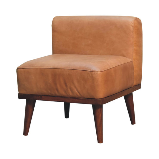 Texas Vinatge Style Leather Backrest Footstool - Tan