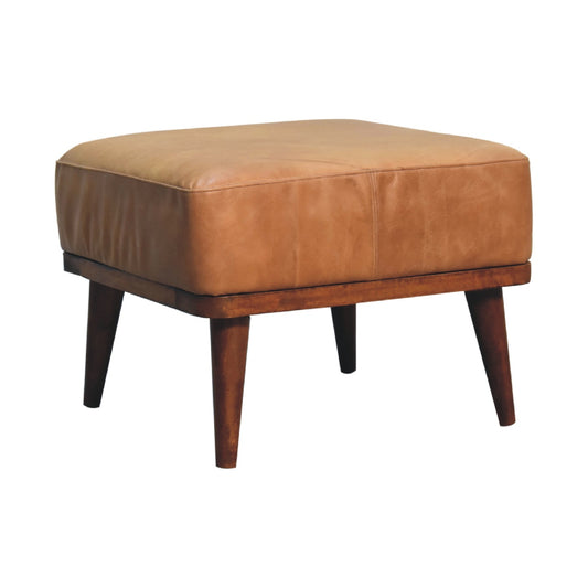 Texas Leather Footstool - Tan