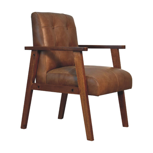 Soho Vintage Style Leather Armchair - Brown