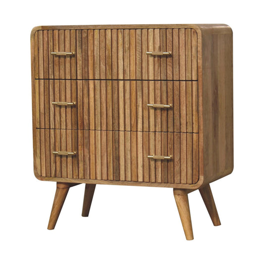 Antigua Wooden Ridged 3 Drawer Chest