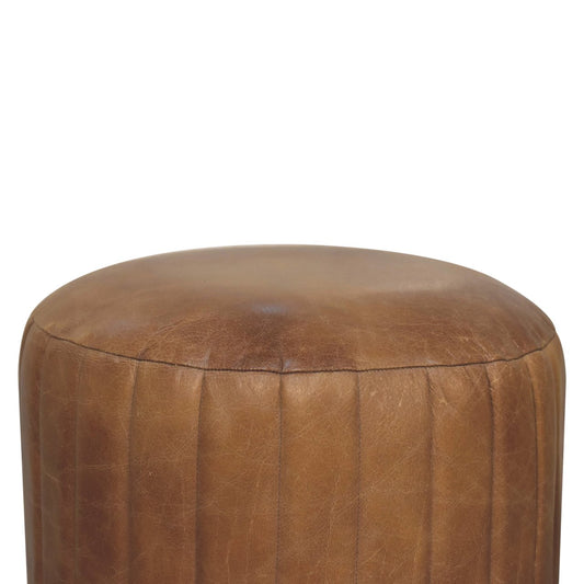 Texas Leather Footstool - Brown