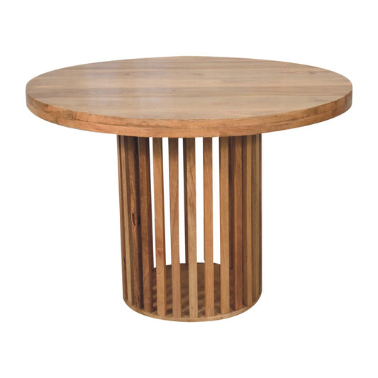 Mandalay Wooden Slat Round Dining Table- Oak Finish