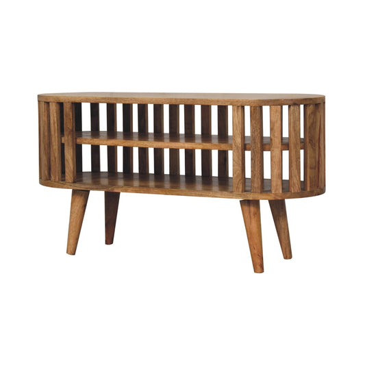 Mini Mandalay Wooden Slat Media Unit- Oak Finish