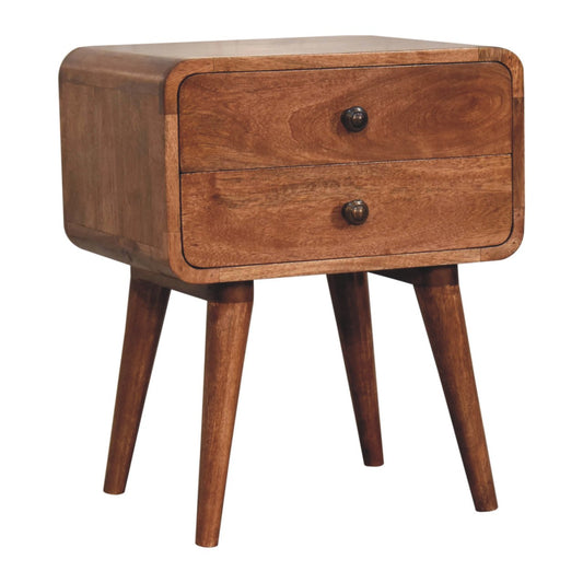 Curved Honey Caramel Bedside