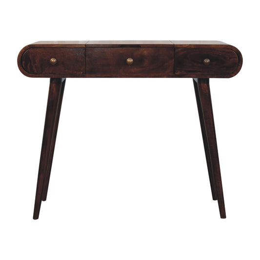 Mid Century Style Dressing Table with Folding Mirror - Walnut