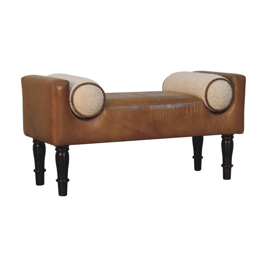 Dallas Vintage Style Buffalo Leather Bench Seat with Bolsters