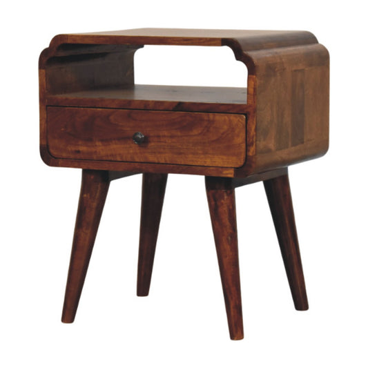 Eldorado Wooden Vintage Style Open Bedside Table - Chestnut