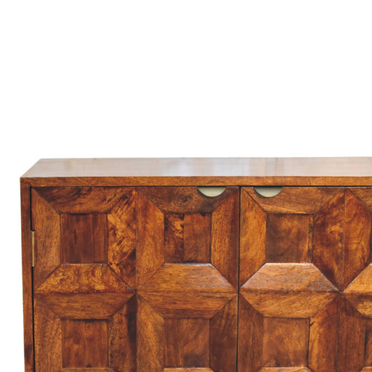 Emperor Square Bevelled Wooden Sideboard - Chestnut