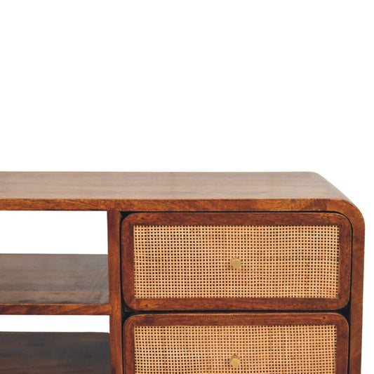Bahama 4 Drawer Rattan Media Unit - Chestnut