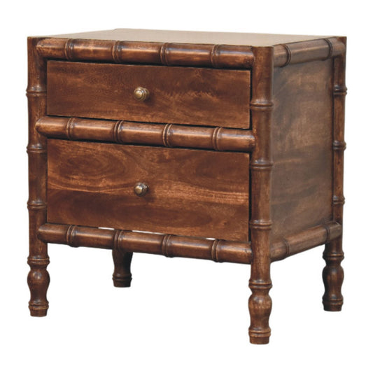Peking Bamboo 2 Drawer Bedside Unit - Roasted Almond