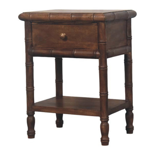 Peking Bamboo Carved Nightstand - Roast Almond