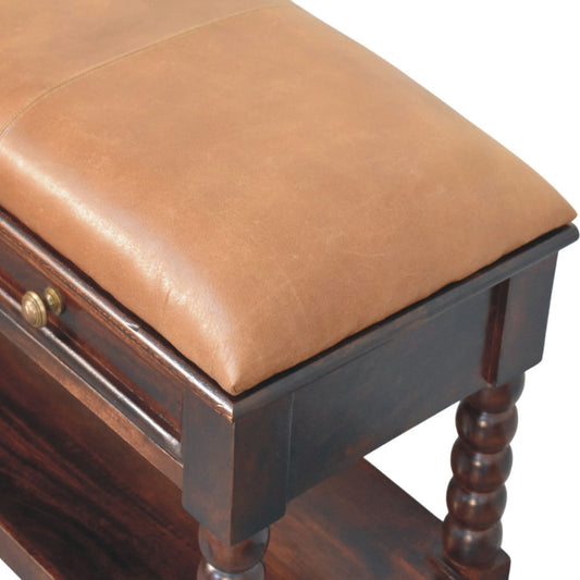 Winewood Leather Bench