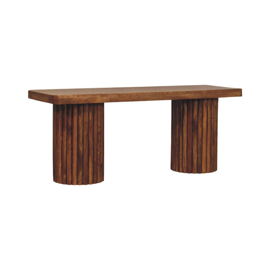 Bermuda Wooden Grooved Bench - Amber Oak