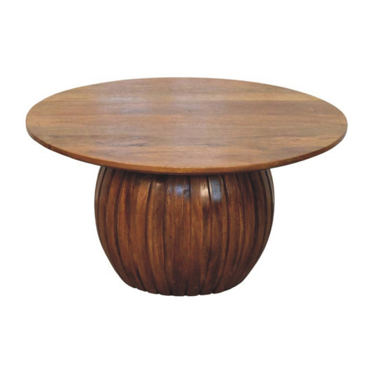Sorrento Round Fluted Wooden Coffee Table - Amber Oak