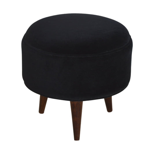 Nordic Style Velvet Footstool - Black