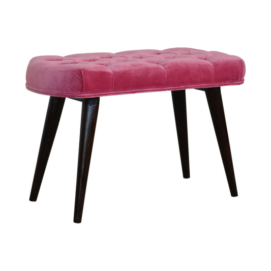 Amoura Deep Button Velvet Bench - Pink