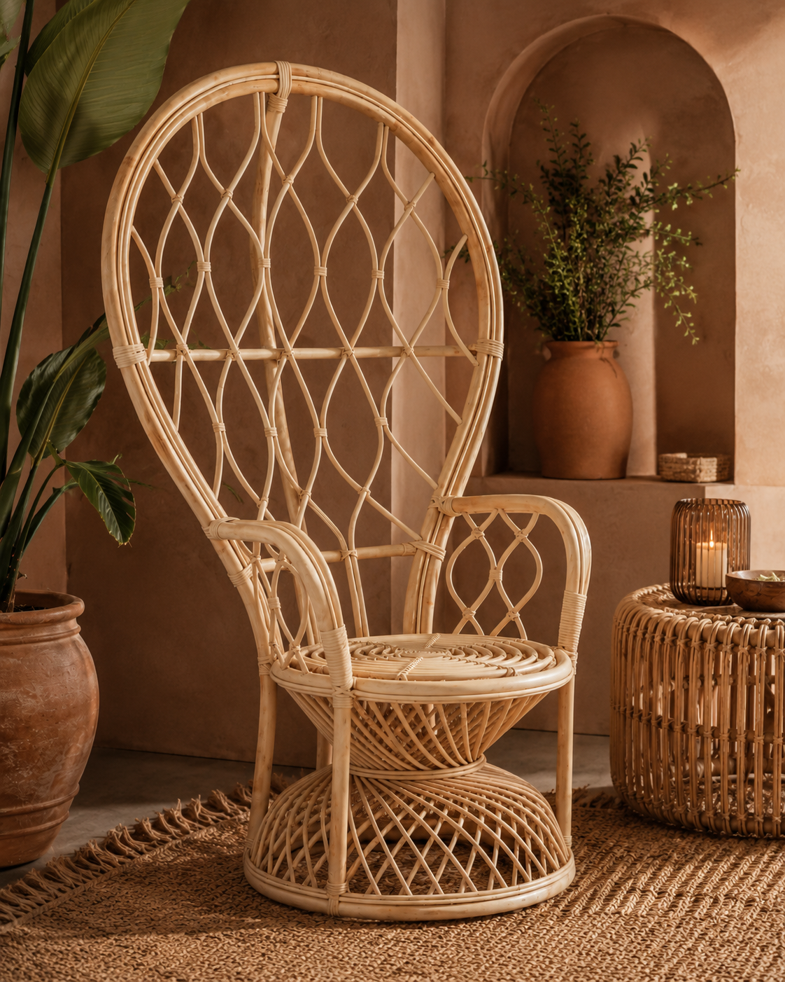 Tropic Natural Rattan Peacock Boho Chair