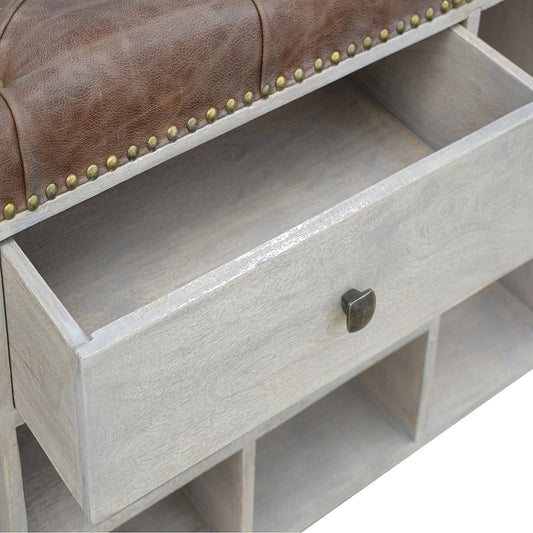 Manhattan Buffalo Leather 4 Slot Shoe Cabinet