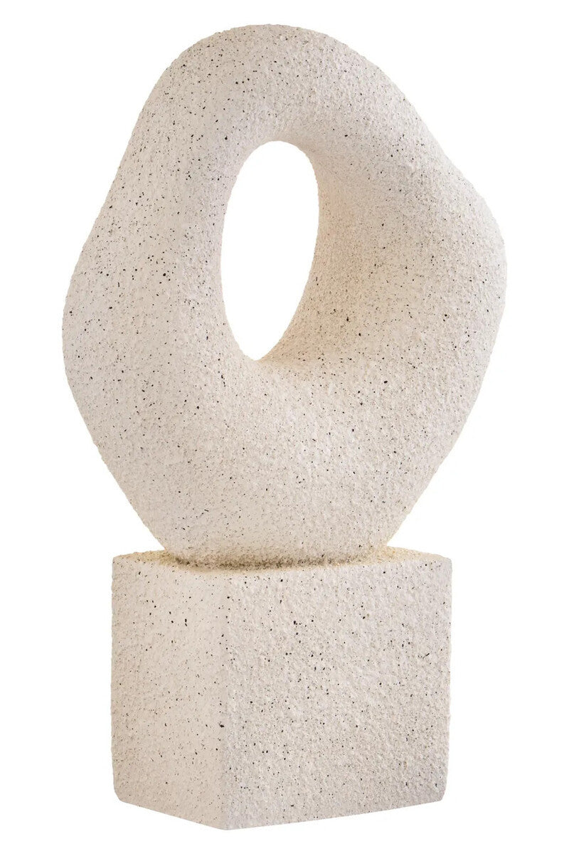 Mykonos Cream Textured Abstract Loop Sculpture on Pedestal